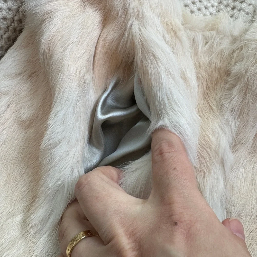 Nanette Lepore Elysian Cream Rabbit Fur Jacket Small
